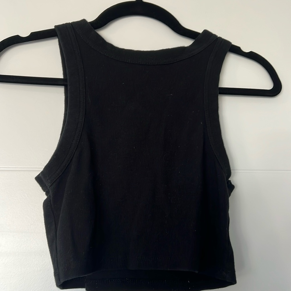 Princess Polly cropped black cotton tank, size 4